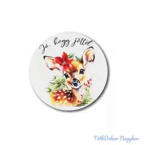 Kerek karácsonyi 13cm - Díszes őzike