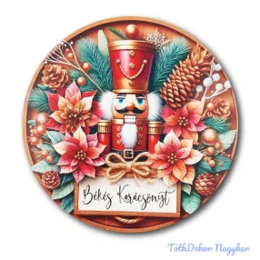   Karácsonyi kör tábla 13cm - Diótörős - Békés Karácsonyt
