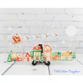 Karácsonyi tégla plexi 14x7,5cm - Színes Város