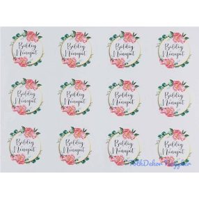 Boldog nőnapot matrica 24db/A4 lap - Virágkoszorús