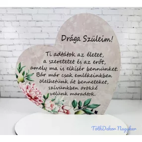 Nagy talpas szív - Drága Szüleim 19,2x20cm