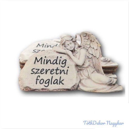 Kőtáblára boruló angyal 3,5x6cm - Mindig szeretni foglak