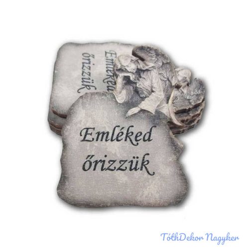 Kőtáblán könyöklő angyal 8x6cm - Emléked őrizzük