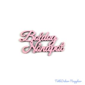 Boldog Nőnapot fa felirat 5x8,5cm 5db/csomag - Rózsaszín