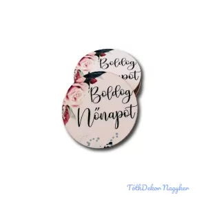   Boldog nőnapot kör alakú virágos fa 5cm 5db/csomag - Rózsaszín