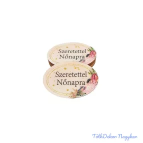 Kis ovális fa 4x6cm 5db/csomag - Szeretettel Nőnapra