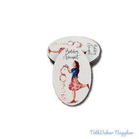   Kis ovális fa 4x6cm 5db/csomag - Boldog nőnapot lány 8-as számmal