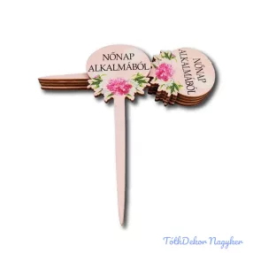   Díszes virágos beszúró 15x5cm 5db/csomag - Nőnap alkalmából