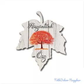   Színes levél Köszöntünk ősz felirattal 15,3x12,2cm - Közepes