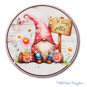 Rózsaszín manó - Jó, hogy jöttél kör 13cm