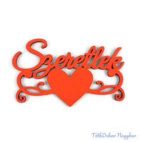   Szeretlek festett fa felirat szívvel 5,5x9cm 5db/csomag - Piros