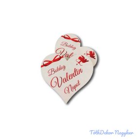 Boldog Valentin napot szív - Masni+Cupido 7cm 5db/csomag