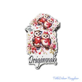 Bagoly pár - Drágámnak 9,6x7,4cm 5db/csomag