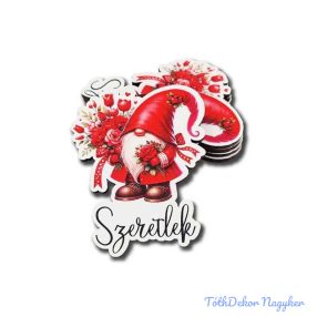 Manó virágcsokorral - Szeretlek 7,9x6,3cm 5db/csomag