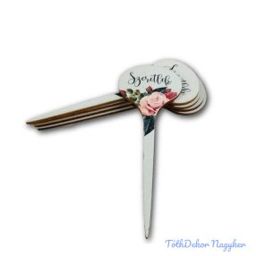   Rózsaszín rózsás betűző - Szeretlek fehér alapos 11x5cm 5db/csomag