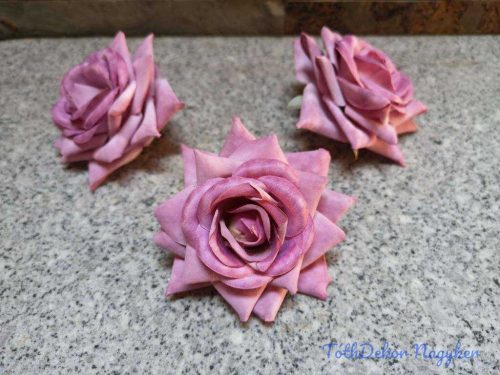 Rózsa nyílott selyemvirág fej 8 cm - Világos Lila