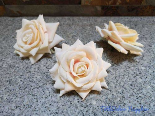 Rózsa nyílott selyemvirág fej 8 cm - Vaj