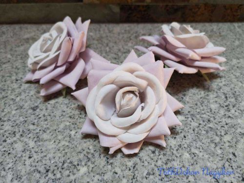Rózsa nyílott selyemvirág fej 8 cm - Halvány Lila