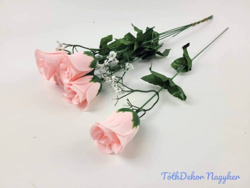 Bimbós rózsa szálas bársony 51 cm - Rózsaszín
