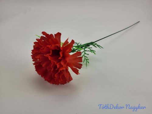 Szegfű aszparágusszal szálas selyemvirág 51 cm - Piros