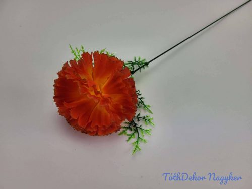 Szegfű aszparágusszal szálas selyemvirág 51 cm - Narancsos
