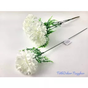   Szegfű + aszparágusz szálas selyemvirág 51 cm - Törtfehér