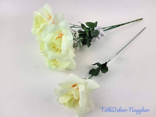 Nagyfejű szálas selyem rózsa 51 cm - Barackos Krém