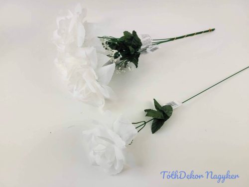 Nagyfejű szálas selyem rózsa 51 cm - Fehér