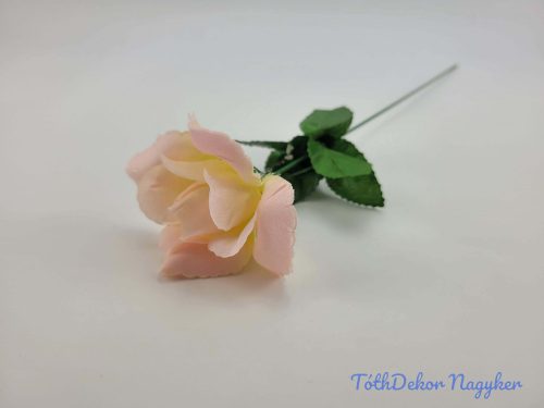 Nyílott rózsa szálas selyemvirág 50 cm - Halvány Rózsaszín