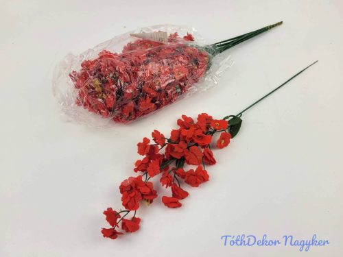 Apró virágos rezgő selyem szálas 39 cm - Piros
