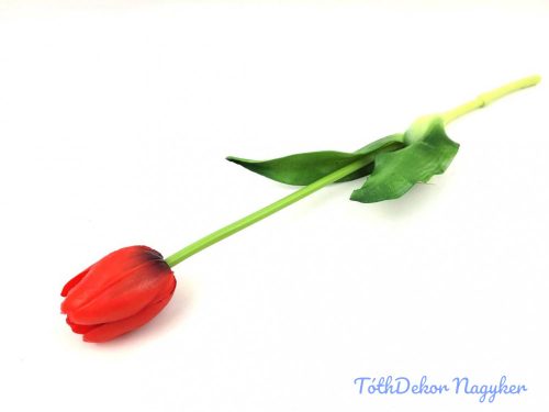 Tulipán gumi élethű szálas 39 cm - Piros
