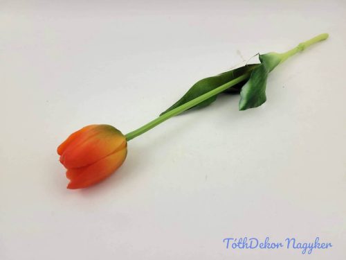 Tulipán gumi élethű szálas 39 cm - Piruló Narancs