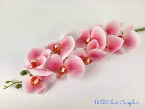 Gumis élethű phalaenopsis orchidea ág 100 cm - Fehér-Rózsaszín Átmenetes