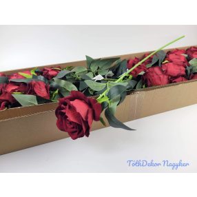 Szálas bársony rózsa 76 cm - Piros