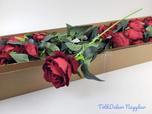 Szálas bársony rózsa 76 cm - Piros
