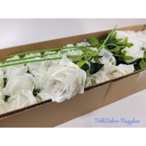 Bársony rózsa szál 51 cm - Fehér