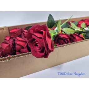 Bársony rózsa szál 51 cm - Piros