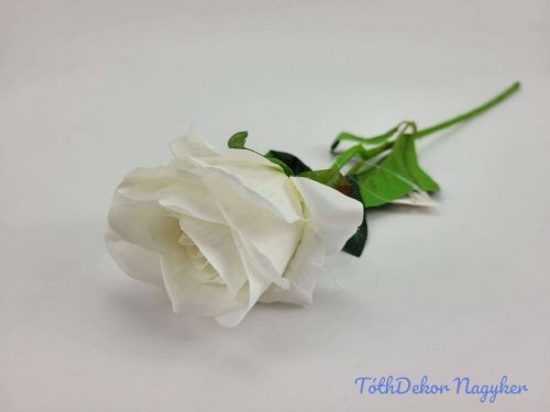Élethű rózsa szálas selyemvirág 51 cm - Fehér