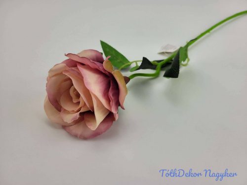 Élethű rózsa szálas selyemvirág 51 cm - Krémes Mályva