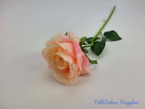 Élethű rózsa szálas selyemvirág 51 cm - Élénk Rózsaszínes Barack