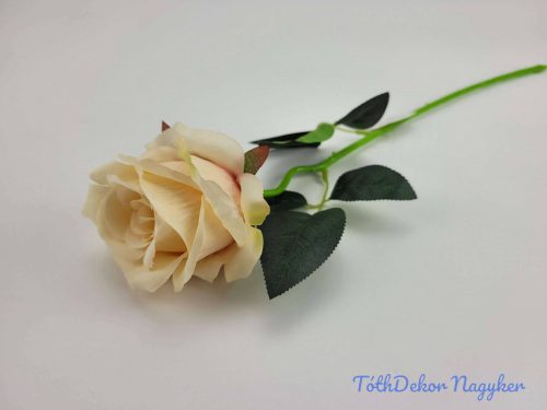 Élethű rózsa szálas selyemvirág 51 cm - Halvány Barack