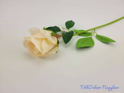 Élethű rózsa szálas selyemvirág 51 cm - Barackos Púder