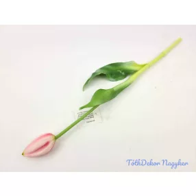   Bimbós tulipán tömör gumi élethű 37 cm - Fehér-Rózsaszín