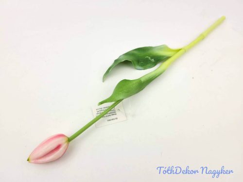 Bimbós tulipán tömör gumi élethű 37 cm - Fehér-Rózsaszín