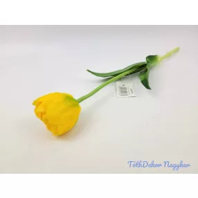   Tulipán kerek gumi szálas élethű szár + levél 39 cm - Sárga