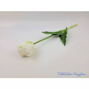   Tulipán kerek gumi szálas élethű szár + levél 39 cm - Zöldes Fehér