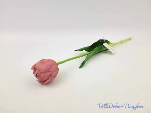 Tulipán kerek gumi szálas élethű szár + levél 39 cm - Mályvás