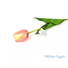 Tulipán szálas selyem 54 cm - Krém-Rózsaszín