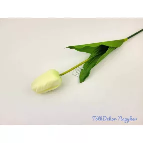 Tulipán szálas selyemvirág 60 cm - Zöldes Fehér
