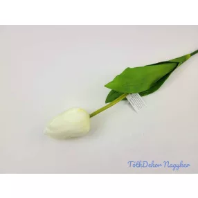 Tulipán szálas selyemvirág 60 cm - Törtfehér